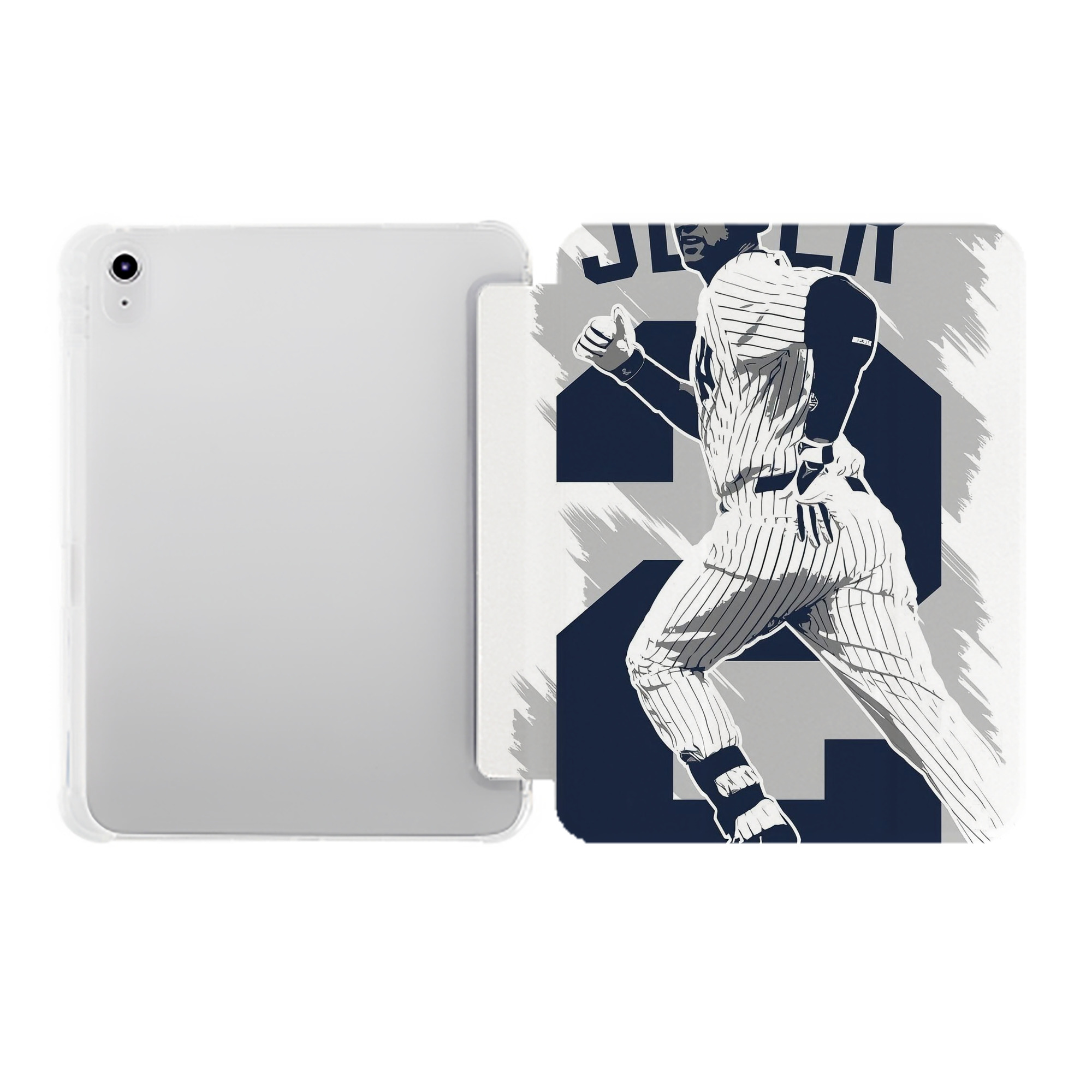 Derek Jeter 113 Premium Tri-Fold PU Leather & Silicone IPad Case With Pencil Slot – Fits 9.5,10.5,10.9 – Adjustable Stand, Slim, Protective